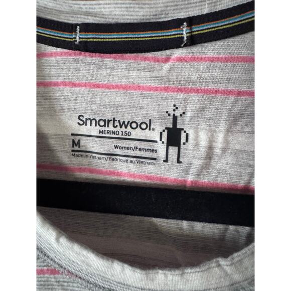 Smartwool Ash Heather Stripe Merino 150 Baselayer Long Sleeve Shirt EUC Size M - Picture 5 of 7